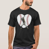 Baseball Heart Batter Hitter Baseball Player Fan C Tシャツ (正面)