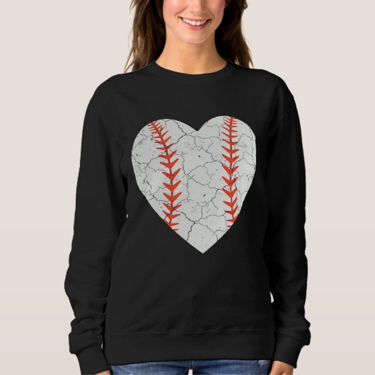 Baseball Heart Love Valentines Day Sport Player Co スウェットシャツ (正面)