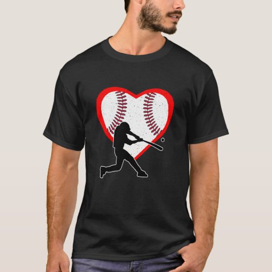 Baseball Heart Sport Love Anti Valentines Day Tシャツ (正面)