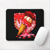 Baseball Heart Valentine Baseball Ice Cream Drip B マウスパッド (マウス)