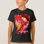 Baseball Heart Valentine Baseball Ice Cream Drip B Tシャツ (正面)