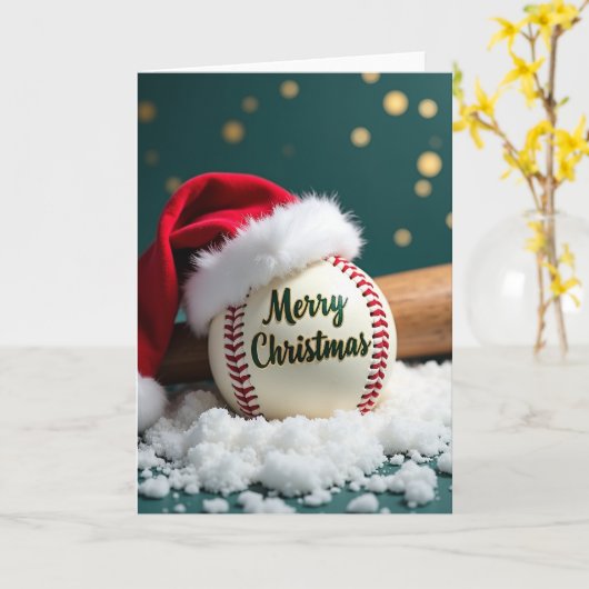 Baseball Holiday Merry Christmas Card カード (黄色い花)