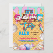 Baseball Ice Ceam Drip Game Time Birthday Party In 招待状 (正面)