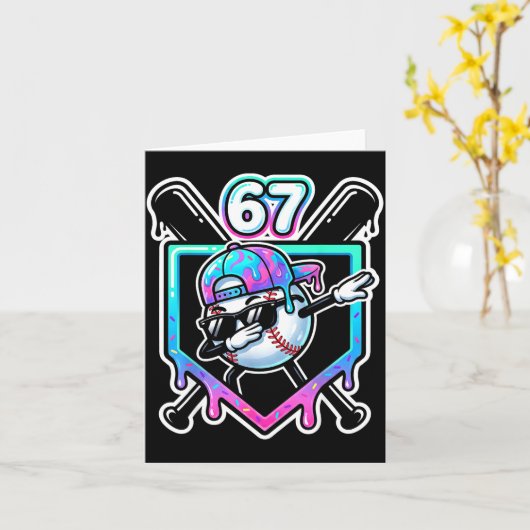 Baseball Ice Cream Drip 67 Player Dabbing Six Seve カード (黄色い花)