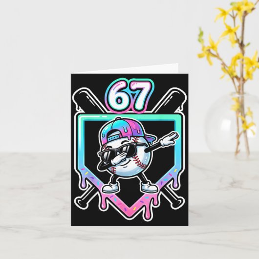 Baseball Ice Cream Drip 67 Player Dabbing Six Seve カード (黄色い花)