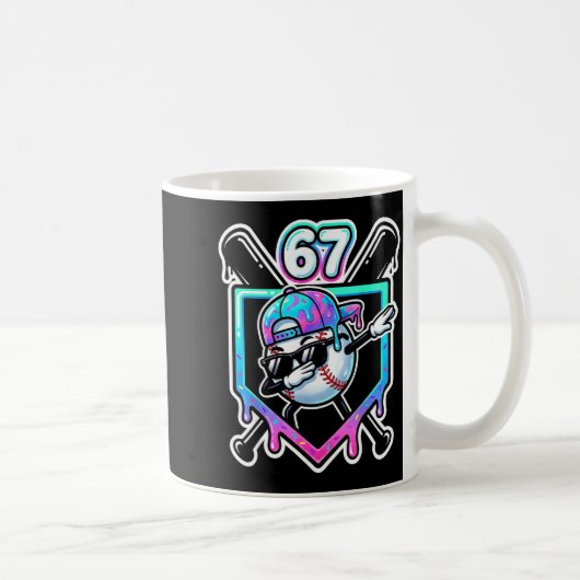 Baseball Ice Cream Drip 67 Player Dabbing Six Seve コーヒーマグカップ (右)