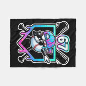 Baseball Ice Cream Drip 67 Player Dabbing Six Seve フリースブランケット (正面(横))