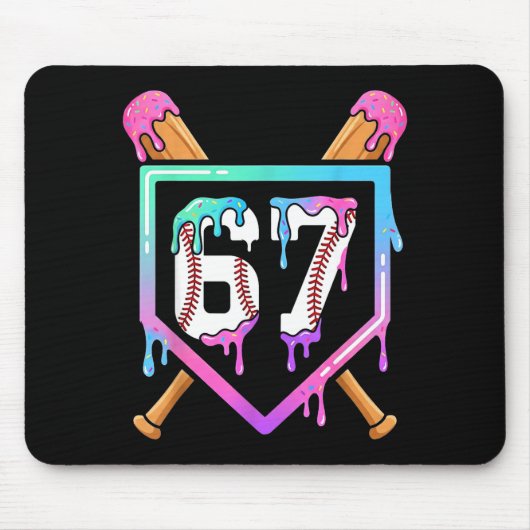Baseball Ice Cream Drip 67 Player Dabbing Six Seve マウスパッド (正面)
