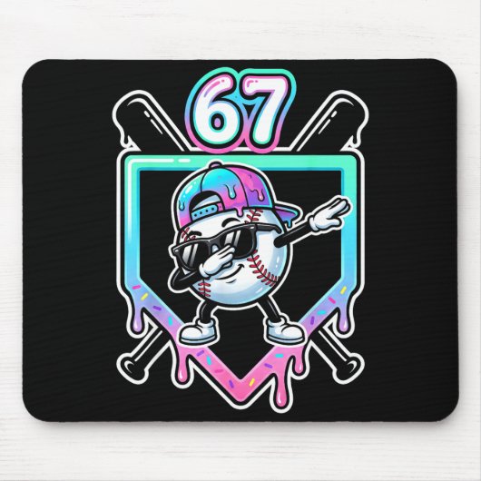 Baseball Ice Cream Drip 67 Player Dabbing Six Seve マウスパッド (正面)