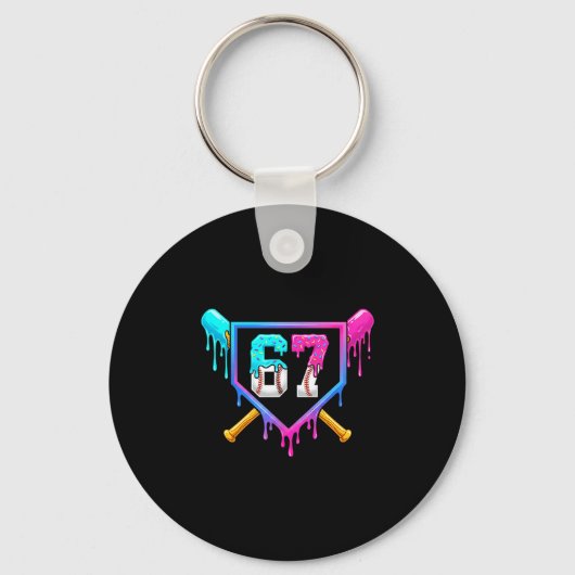 Baseball Ice Cream Drip 67 Six Seven Meme Number 6 キーホルダー (正面)
