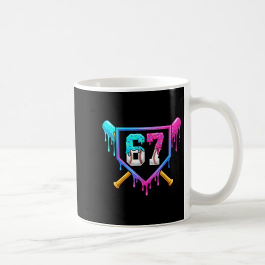 Baseball Ice Cream Drip 67 Six Seven Meme Number 6 コーヒーマグカップ (右)