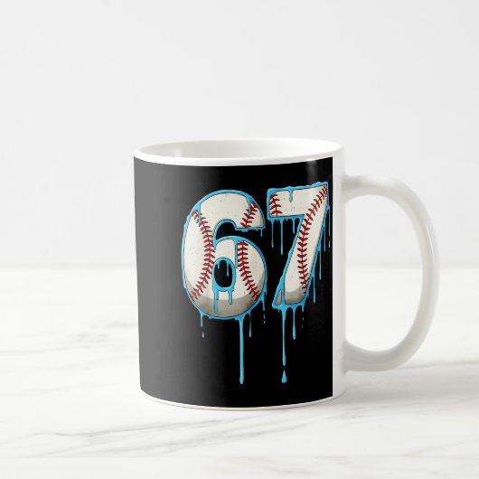 Baseball Ice Cream Drip 67 Six Seven Meme Number 6 コーヒーマグカップ (右)