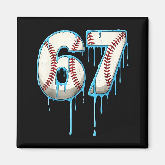 Baseball Ice Cream Drip 67 Six Seven Meme Number 6 マグネット (正面)