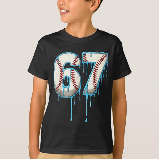 Baseball Ice Cream Drip 67 Six Seven Meme Number 6 Tシャツ (正面)