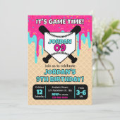 Baseball Ice Cream Drip Birthday Invitation カード (スタンド正面)