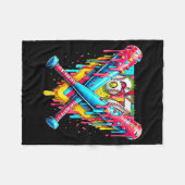 Baseball Ice Cream Drip Number 67 Player 67th Birt フリースブランケット (正面(横))