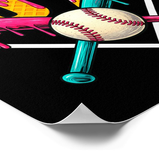 Baseball Ice Cream Drip Number 67 Player 67th Birt ポスター (角)