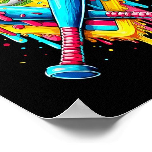 Baseball Ice Cream Drip Number 67 Player 67th Birt ポスター (角)