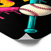 Baseball Ice Cream Drip Number 67 Player 67th Birt ポスター (角)