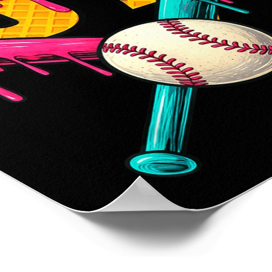 Baseball Ice Cream Drip Number 67 Player 67th Birt ポスター (角)