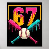 Baseball Ice Cream Drip Number 67 Player 67th Birt ポスター (正面)