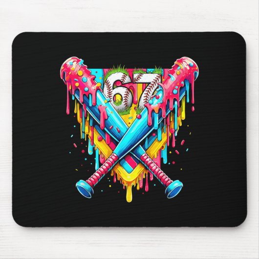 Baseball Ice Cream Drip Number 67 Player 67th Birt マウスパッド (正面)