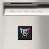 Baseball Ice Cream Drip Number 67 Player 67th Birt マグネット (インサイチュ (食洗機))