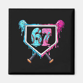 Baseball Ice Cream Drip Number 67 Player 67th Birt マグネット (正面)