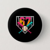 Baseball Ice Cream Drip Number 67 Player 67th Birt 缶バッジ (正面)