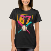 Baseball Ice Cream Drip Number 67 Player 67th Birt Tシャツ (正面)