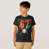 Baseball Ice Cream Drip Number 67 Player 67th Birt Tシャツ (正面フル)