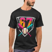 Baseball Ice Cream Drip Number 67 Player 67th Birt Tシャツ (正面)