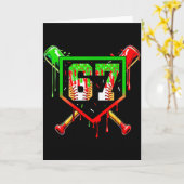 Baseball Ice Cream Drip Number 67 Player 6 7 Chris カード (黄色い花)