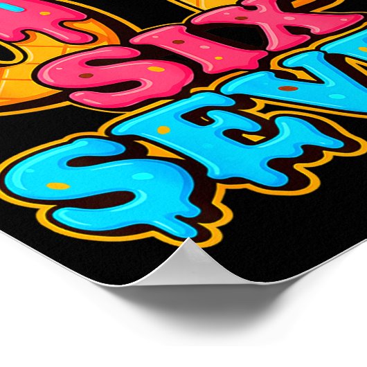 Baseball Ice Cream Drip Number 67 Six Seven Meme C ポスター (角)