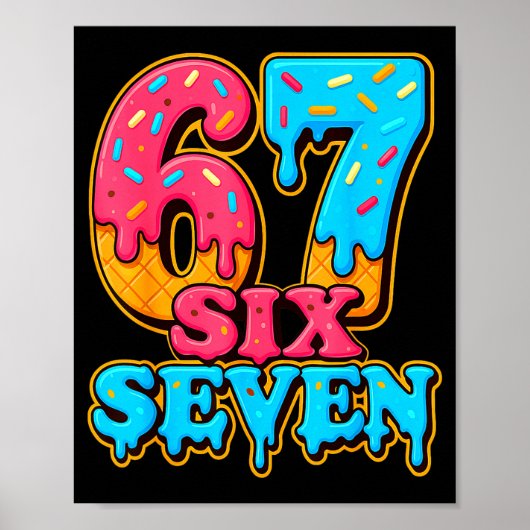 Baseball Ice Cream Drip Number 67 Six Seven Meme C ポスター (正面)