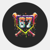 Baseball Ice Cream Drip Number 67 Six Seven Meme C ラウンドシール (正面)
