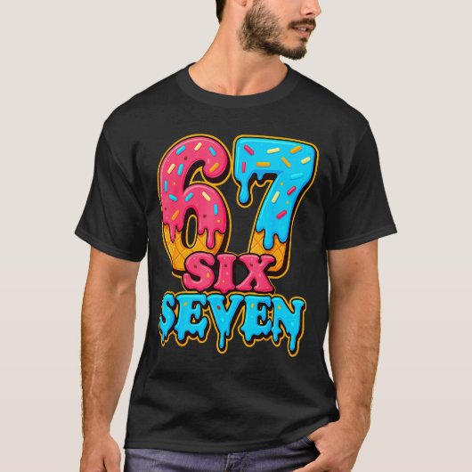 Baseball Ice Cream Drip Number 67 Six Seven Meme C Tシャツ (正面)