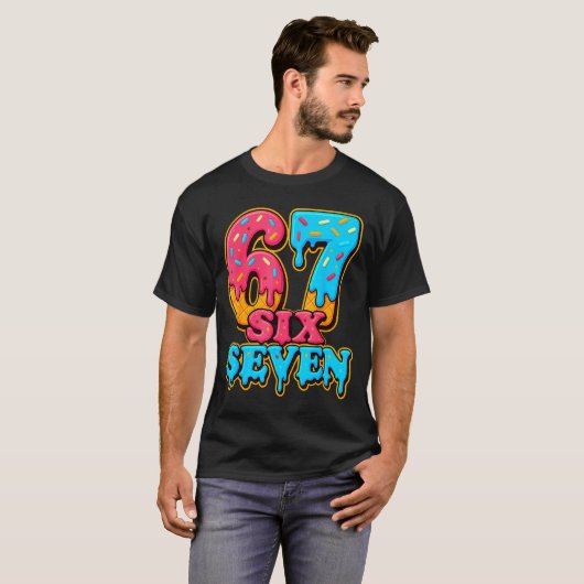 Baseball Ice Cream Drip Number 67 Six Seven Meme C Tシャツ (正面フル)
