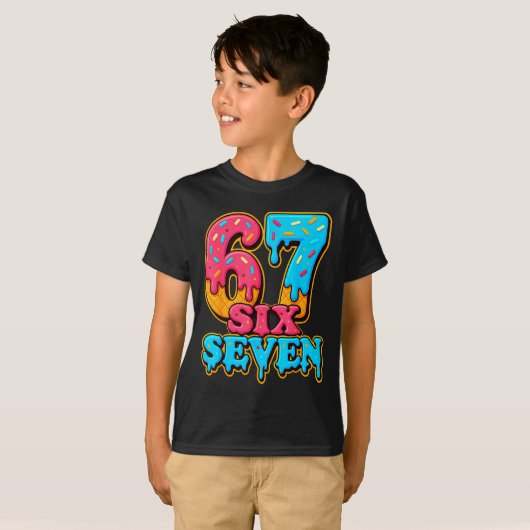 Baseball Ice Cream Drip Number 67 Six Seven Meme C Tシャツ (正面フル)