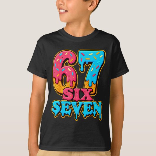 Baseball Ice Cream Drip Number 67 Six Seven Meme C Tシャツ (正面)
