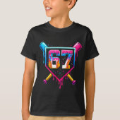 Baseball Ice Cream Drip Number 67 Six Seven Meme C Tシャツ (正面)
