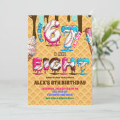 Baseball Ice Cream Drip Six Seven boy 8th Birthday 招待状 (スタンド正面)