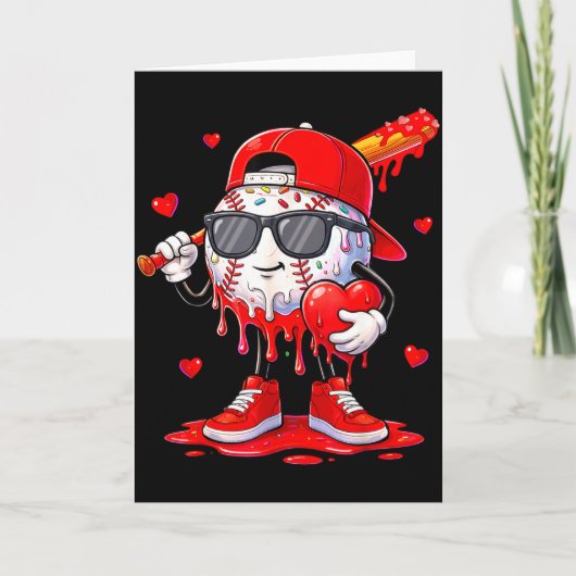 Baseball Ice Cream Drip Valentines Day Shirts For  カード (正面)
