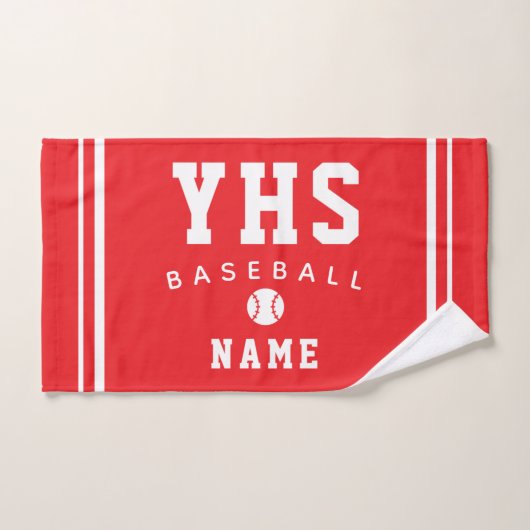 Baseball Icon, Custom Name & School, Team Gift Han ハンドタオル (ハンドタオル)