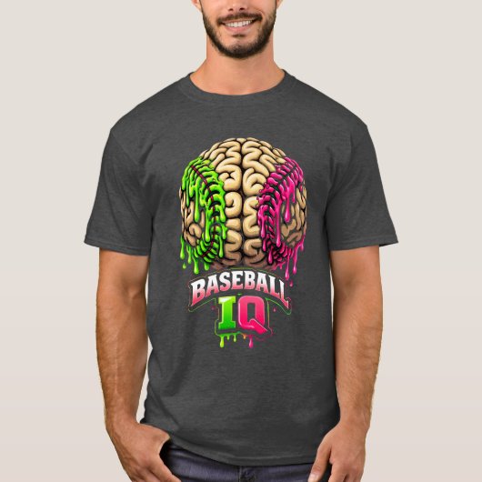Baseball IQ Brain Drip Art Tシャツ (正面)