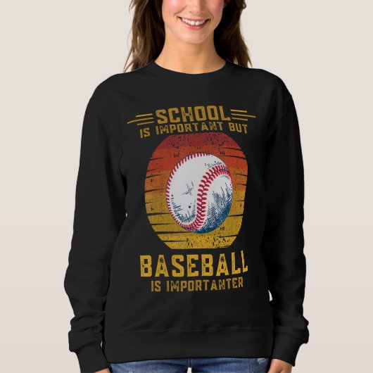 Baseball Is Importanter Than School Sunset Retro S スウェットシャツ (正面)