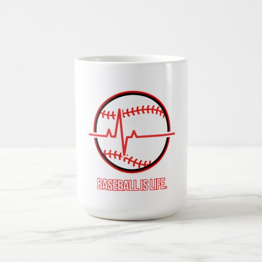 Baseball is Life Heartbeat Pulse Graphic コーヒーマグカップ (中央)