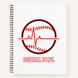 Baseball is Life Heartbeat Pulse Graphic ノートブック