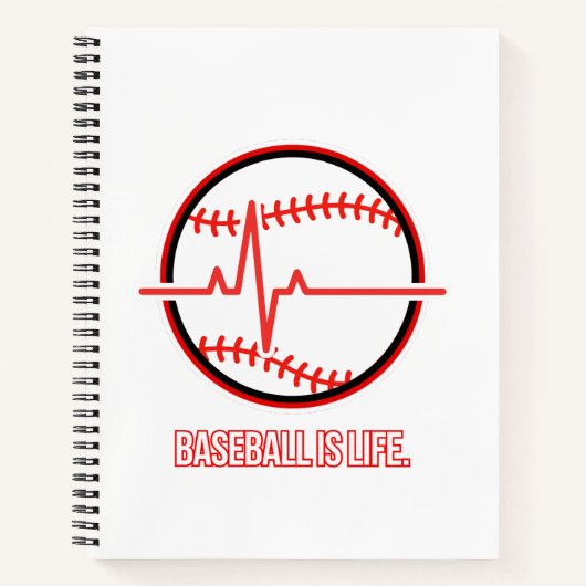 Baseball is Life Heartbeat Pulse Graphic ノートブック (正面)