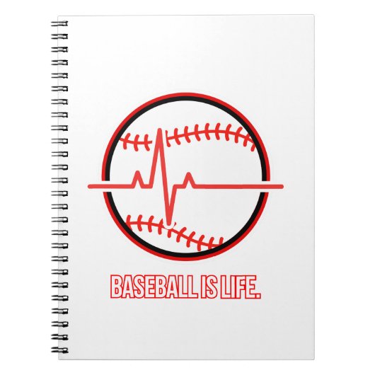 Baseball is Life Heartbeat Pulse Graphic ノートブック (正面)